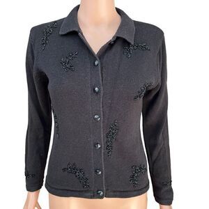Cristina vintage ramie/cotton blend beaded cardigan size M